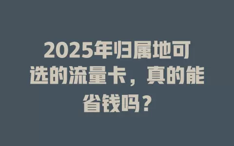 2025年归属地可选的流量卡，真的能省钱吗？