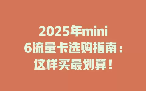 2025年mini6流量卡选购指南：这样买最划算！