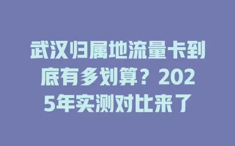 武汉归属地流量卡到底有多划算？2025年实测对比来了