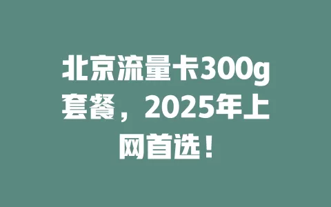 北京流量卡300g套餐，2025年上网首选！