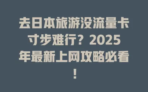 去日本旅游没流量卡寸步难行？2025年最新上网攻略必看！