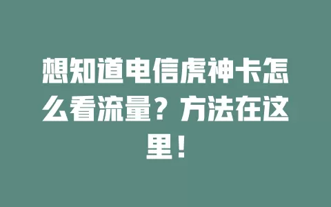 想知道电信虎神卡怎么看流量？方法在这里！