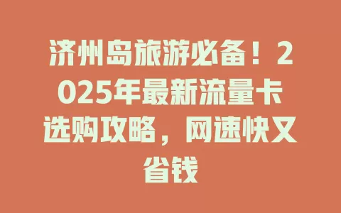 济州岛旅游必备！2025年最新流量卡选购攻略，网速快又省钱
