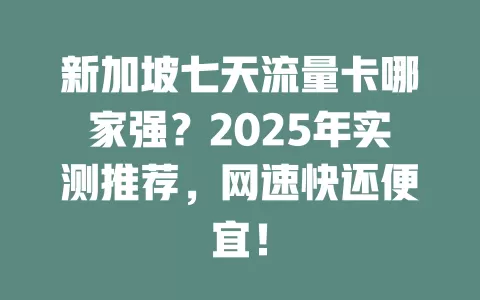 新加坡七天流量卡哪家强？2025年实测推荐，网速快还便宜！