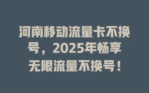 河南移动流量卡不换号，2025年畅享无限流量不换号！