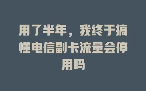 用了半年，我终于搞懂电信副卡流量会停用吗