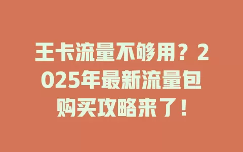 王卡流量不够用？2025年最新流量包购买攻略来了！