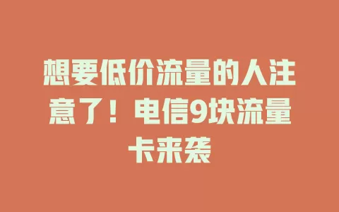 想要低价流量的人注意了！电信9块流量卡来袭