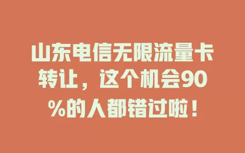 山东电信无限流量卡转让，这个机会90%的人都错过啦！