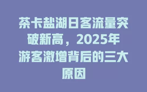 茶卡盐湖日客流量突破新高，2025年游客激增背后的三大原因