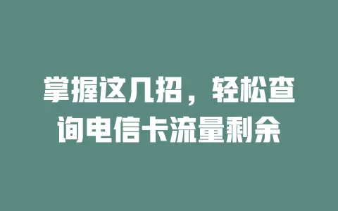 掌握这几招，轻松查询电信卡流量剩余