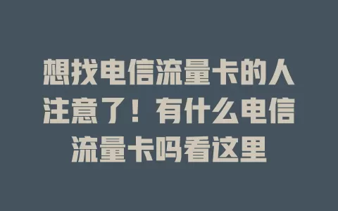 想找电信流量卡的人注意了！有什么电信流量卡吗看这里