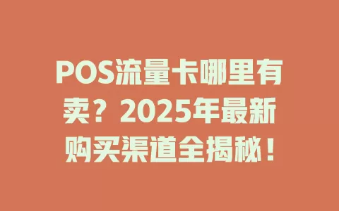 POS流量卡哪里有卖？2025年最新购买渠道全揭秘！