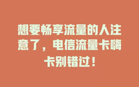 想要畅享流量的人注意了，电信流量卡嗨卡别错过！