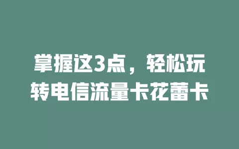 掌握这3点，轻松玩转电信流量卡花蕾卡