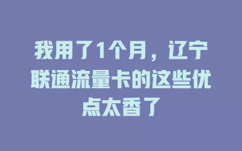 我用了1个月，辽宁联通流量卡的这些优点太香了