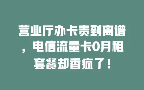 营业厅办卡贵到离谱，电信流量卡0月租套餐却香疯了！