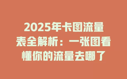 2025年卡图流量表全解析：一张图看懂你的流量去哪了