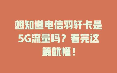 想知道电信羽轩卡是5G流量吗？看完这篇就懂！