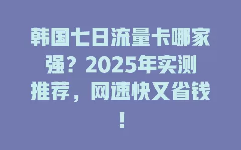 韩国七日流量卡哪家强？2025年实测推荐，网速快又省钱！