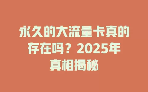 永久的大流量卡真的存在吗？2025年真相揭秘