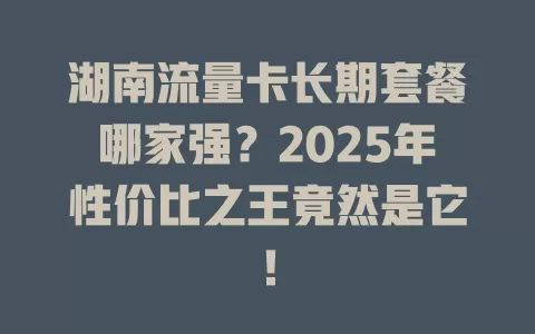 湖南流量卡长期套餐哪家强？2025年性价比之王竟然是它！