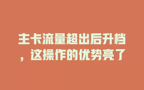 主卡流量超出后升档，这操作的优势亮了