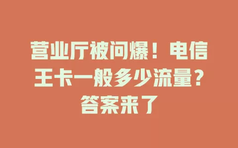 营业厅被问爆！电信王卡一般多少流量？答案来了