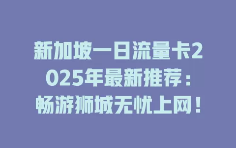 新加坡一日流量卡2025年最新推荐：畅游狮城无忧上网！