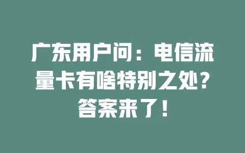 广东用户问：电信流量卡有啥特别之处？答案来了！