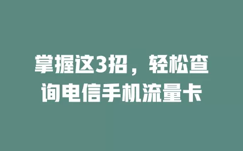 掌握这3招，轻松查询电信手机流量卡