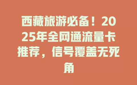西藏旅游必备！2025年全网通流量卡推荐，信号覆盖无死角