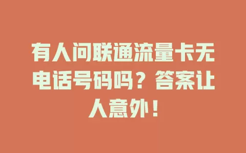 有人问联通流量卡无电话号码吗？答案让人意外！