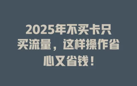 2025年不买卡只买流量，这样操作省心又省钱！