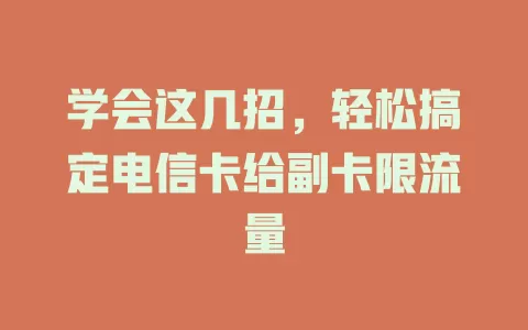 学会这几招，轻松搞定电信卡给副卡限流量
