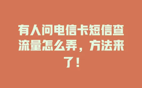 有人问电信卡短信查流量怎么弄，方法来了！