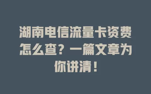 湖南电信流量卡资费怎么查？一篇文章为你讲清！