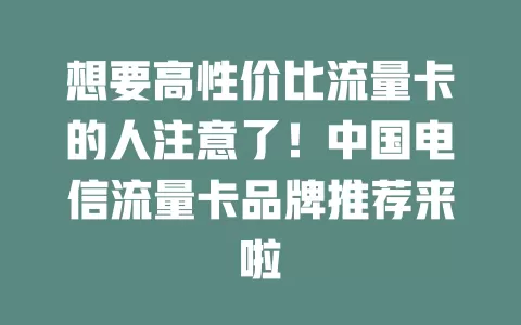 想要高性价比流量卡的人注意了！中国电信流量卡品牌推荐来啦