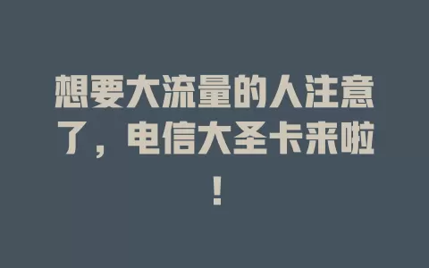 想要大流量的人注意了，电信大圣卡来啦！