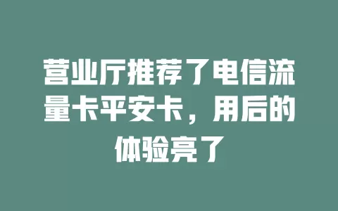 营业厅推荐了电信流量卡平安卡，用后的体验亮了