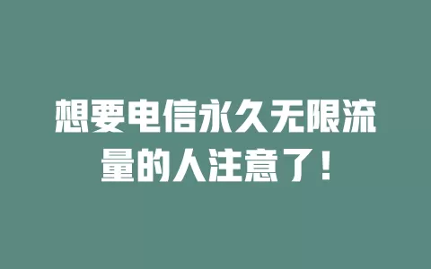 想要电信永久无限流量的人注意了！
