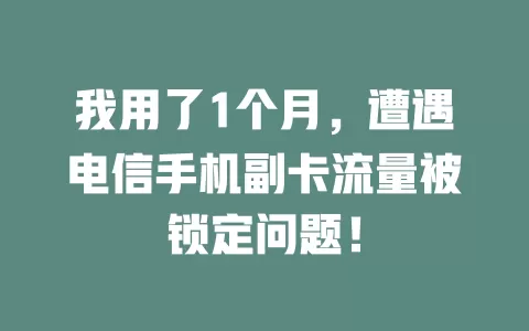 我用了1个月，遭遇电信手机副卡流量被锁定问题！