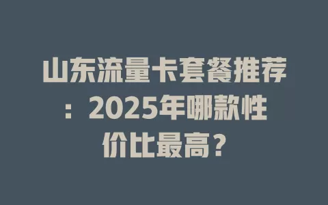 山东流量卡套餐推荐：2025年哪款性价比最高？
