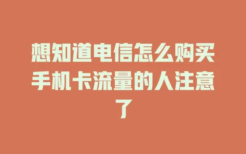 想知道电信怎么购买手机卡流量的人注意了
