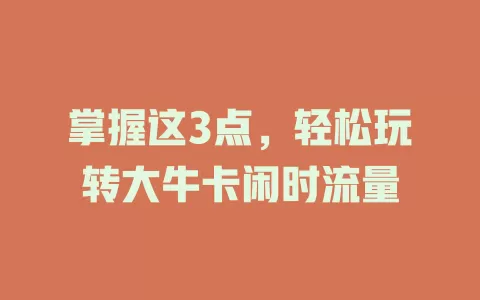 掌握这3点，轻松玩转大牛卡闲时流量