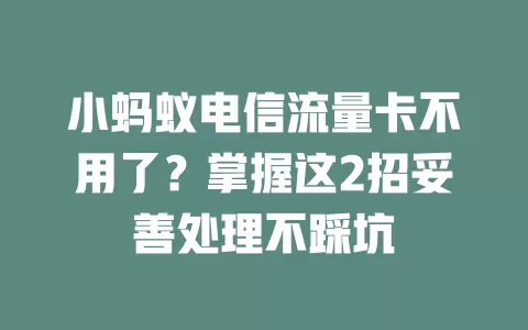 小蚂蚁电信流量卡不用了？掌握这2招妥善处理不踩坑