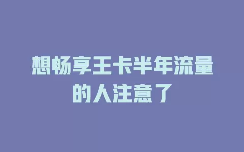 想畅享王卡半年流量的人注意了