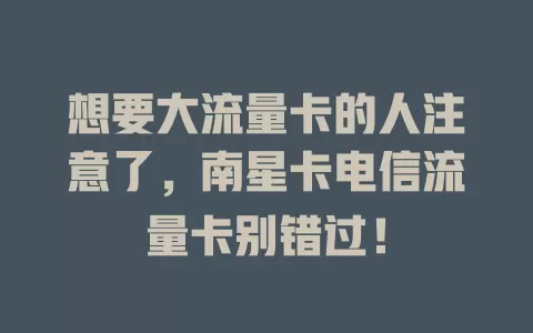 想要大流量卡的人注意了，南星卡电信流量卡别错过！