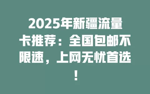 2025年新疆流量卡推荐：全国包邮不限速，上网无忧首选！