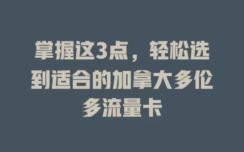 掌握这3点，轻松选到适合的加拿大多伦多流量卡